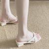 2025 New French Square Head Gentle Apricot Muller Shoes Summer Wear Thick Heel One-word Slippers Versatile Half Slippers