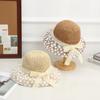 Fashion Straw Hat Mesh Bow Ribbon Sun Hat Outdoor Vacation Sun Hat Women