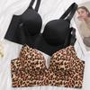 Large Leopard Print Lingerie for Women Slim Gathered Bra Adjustable Anti Sagging No Steel Ring Bra