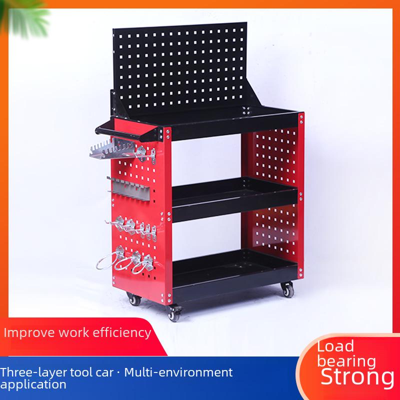 Bolin Three-Layer Mobile Tool Cart with Steering Brake and Storage