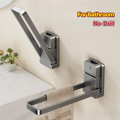 1pc Foldable Suction Cup Towel Rack - No-Drill Aluminum Bathroom Organizer for Hand Towels,Jewelry & Hair Accessories,Space-Saving Countertop Storage