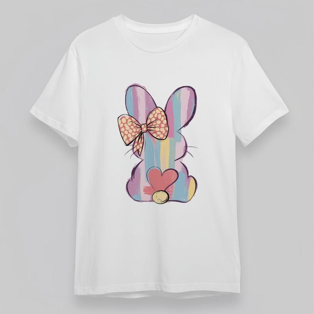 Women's Plus Size Classic T-Shirt Rainbow Ear Rabbit Purple Bow Cute Cotton Tee