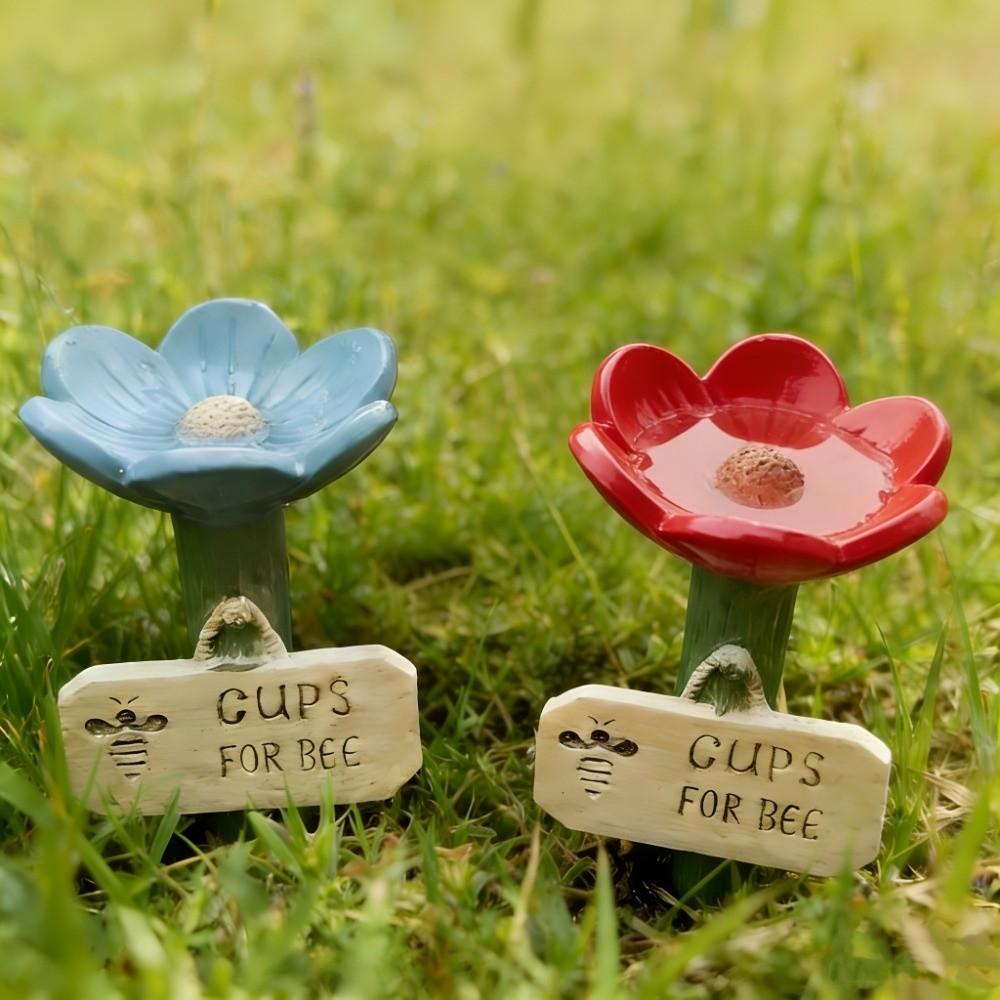 Resin Insect Drinking Cup Colorful Garden Decoration Bee Butterfly Water Dispenser  Beekeeping