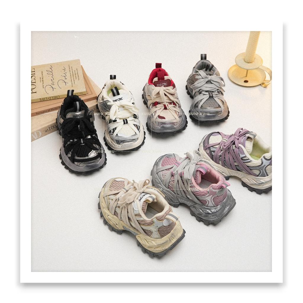 XSHX "Paris Spider Web" Retro-Kinder-Papa-Sportschuhe Frühling und Herbst Doppelnetz Jungen und Mädchen [Schuhe aus Wenzhou]