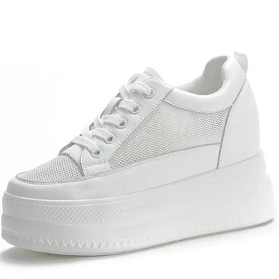 Leisure Genuine Leather White Shoes Women Breathable Sneakers Increased Platform Shoes Casual Footwear Women's Vulcanize Shoes