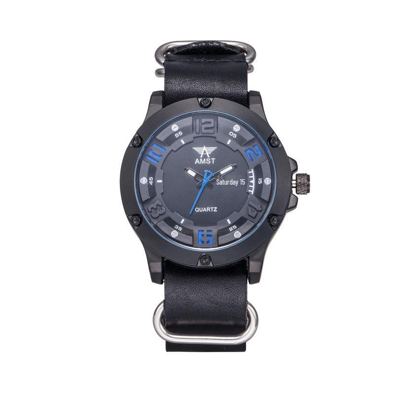 AMST Aimeishi Relógio de Quartzo Esportivo à Prova d'Água Fashion com Mostrador Grande Retrô e Calendário