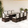 VidaXL Garden Dining Set and Cushions 9 Pcs Brown Poly Rattan 3262927