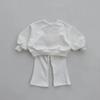 Girls' Cute Bow Two-Piece: Loose Sweater and Slim Flared Pants Set for Spring and Autumn