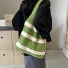 Ladies Woven Bag Striped Knitted Bag Simple Hollow Out Hand Held Shoulder Bag