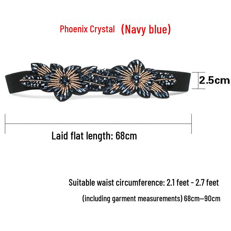Women's Rhinestone Flower Elastic Waist Belt
