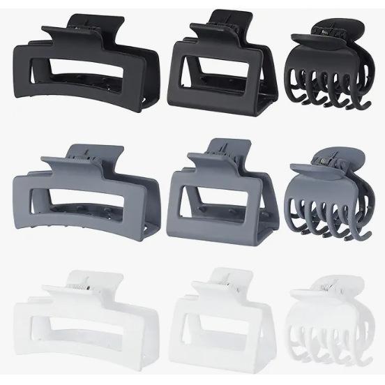 Matte Hair Clips for Women and Girls - Rectangle and Double Row Small Claw Clips for Thin/Medium Fine Hair - Nonslip Jaw Clips