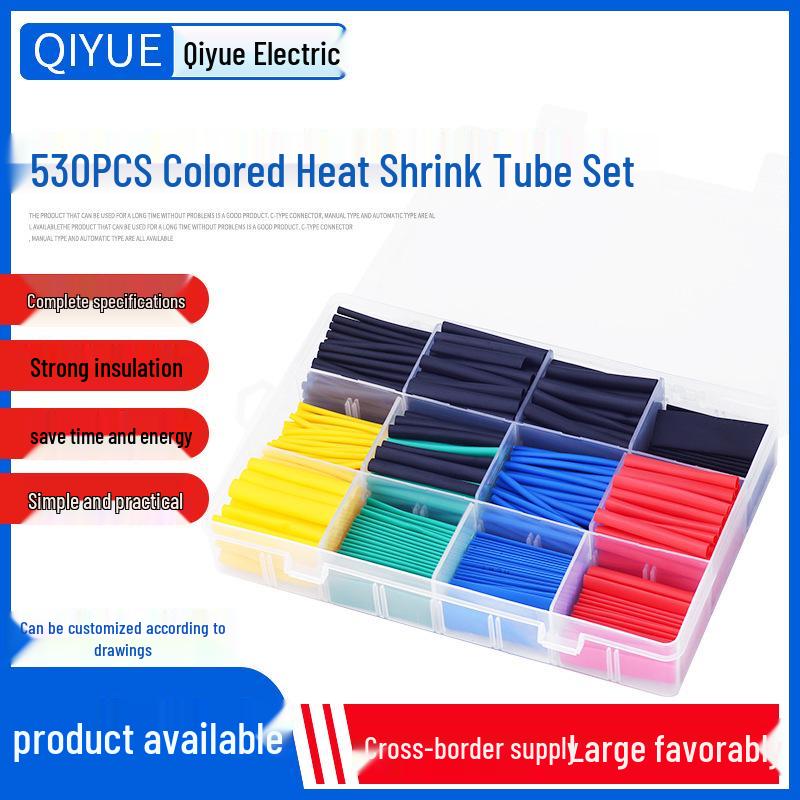 530-Piece Colored Heat Shrink Tube Set - Low Voltage Electrical Insulation Sleeves