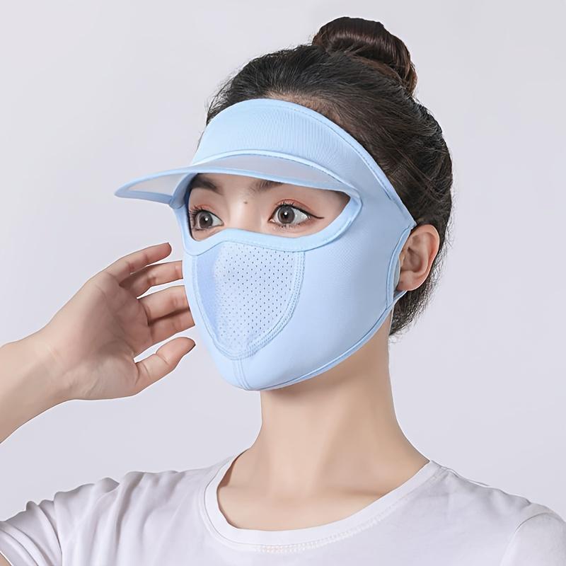 Women Sporty UPF Sun Mask with Visor - Ice Sliky Fiber Breathable Lightweight Summer, Washable Reusable Face Cover for Outdoor Activities