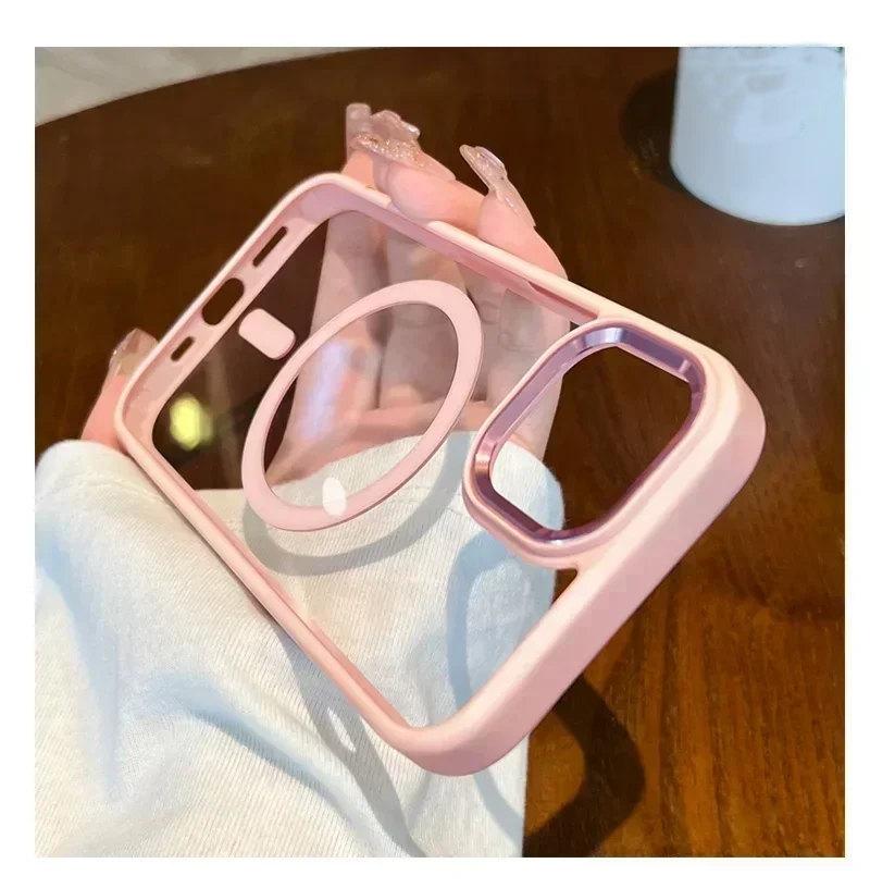 Magnetic Luxury Clear Armor For Magsafe Wireless Charging Case for iPhone 15 14 Plus 13 12 11 Pro Max Shockproof Bumper Cover