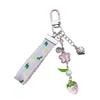 Lace Ribbon Keyring Cute Sweet Strawberry Pendant Keychain Colorful Beaded Phone Lanyard Multi-Functional Bags Accessories