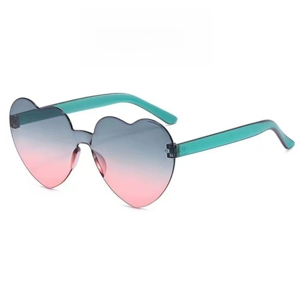 Fashion Love Heart Shape Sunglasses Trendy UV Protection Rimless Frame Shades Stylish Unique Colorful Gradient Sunglasses Women