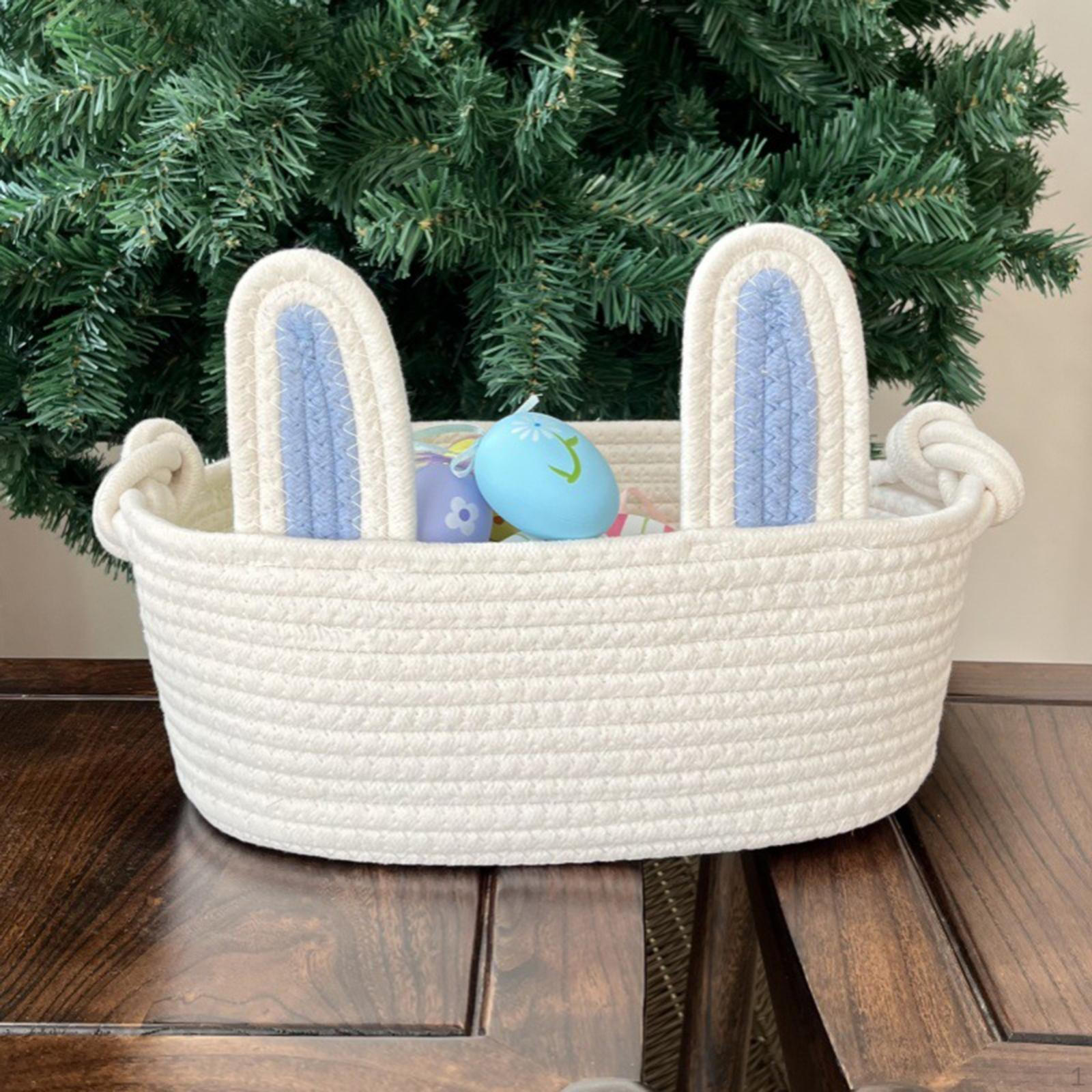 for Easter Egg Rabbit Bucket Tote Creative Soft Decorative Handmade Gift Baskets Woven Basket blue and white 1290₽