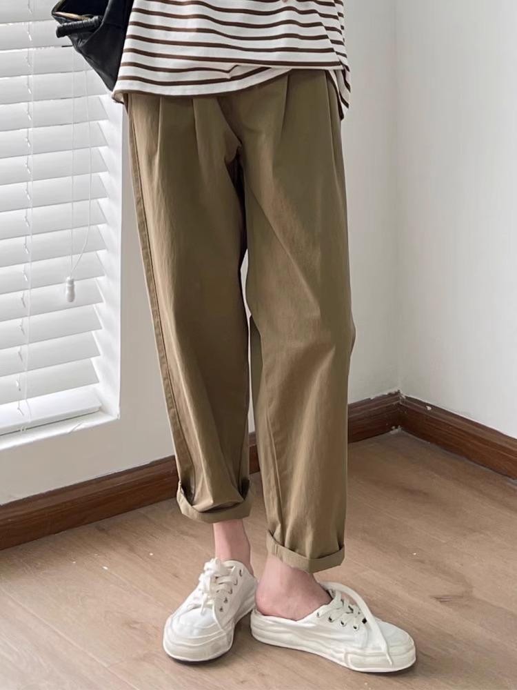 

2026 Spring/Summer Maternity Wide-Leg High-Waist Tummy Support Pants - Non-Constricting Casual Wear M (80-110 lbs) хакі