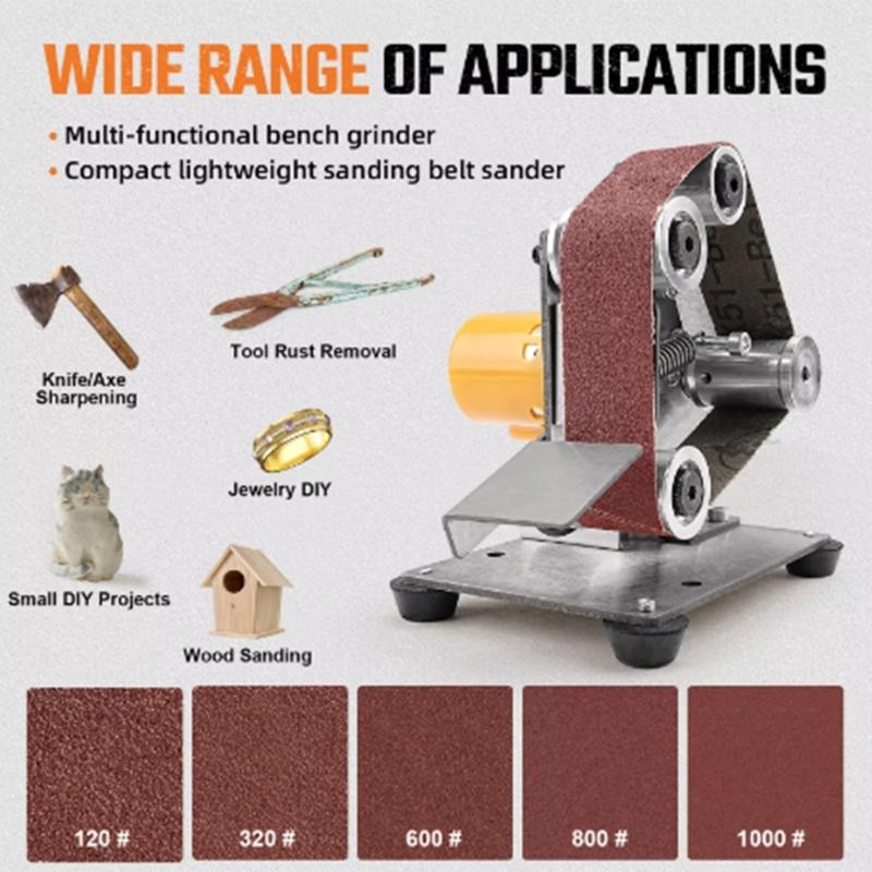 Belt Sander Machine with Adjustable Angles for Precise Grinding Polishing Metal Finishing Home Repair Handcraft Projects