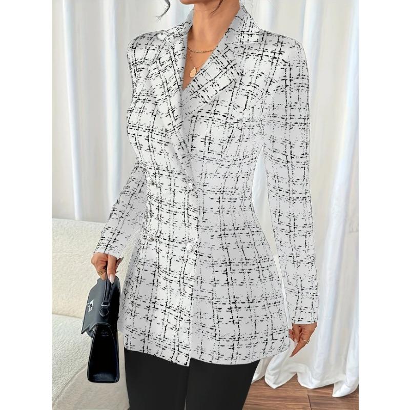 Women S Fitted Turn Down Collar Long Sleeve Button Blazer