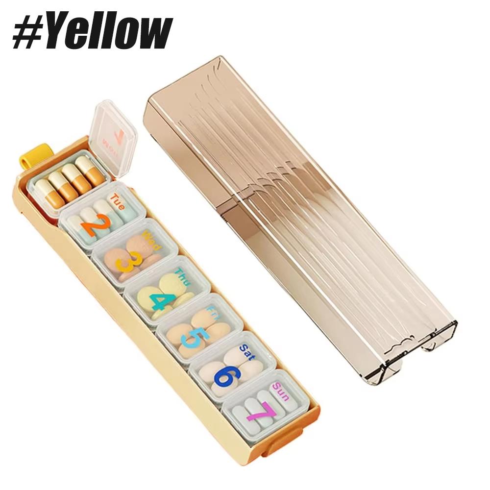 

Weekly Pill Case Portable Slide-Out 7 Removable Compartments Medicine Organizer for Vitamins Supplement Daily Travel Tablets Box