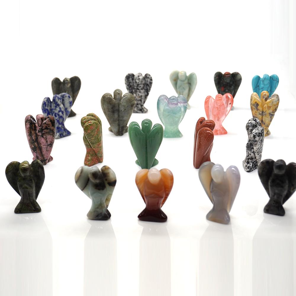 1.5" Guardian Angel Figurine Natural Healing Crystal Statue Home Stone Decor Study Craft Gift Trinket Room Ornament