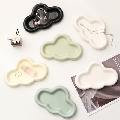 Nordic Fengyundong Jewelry Tray T-shaped Irregular Cream Cloud Storage Tray Ceramic Tray Storage