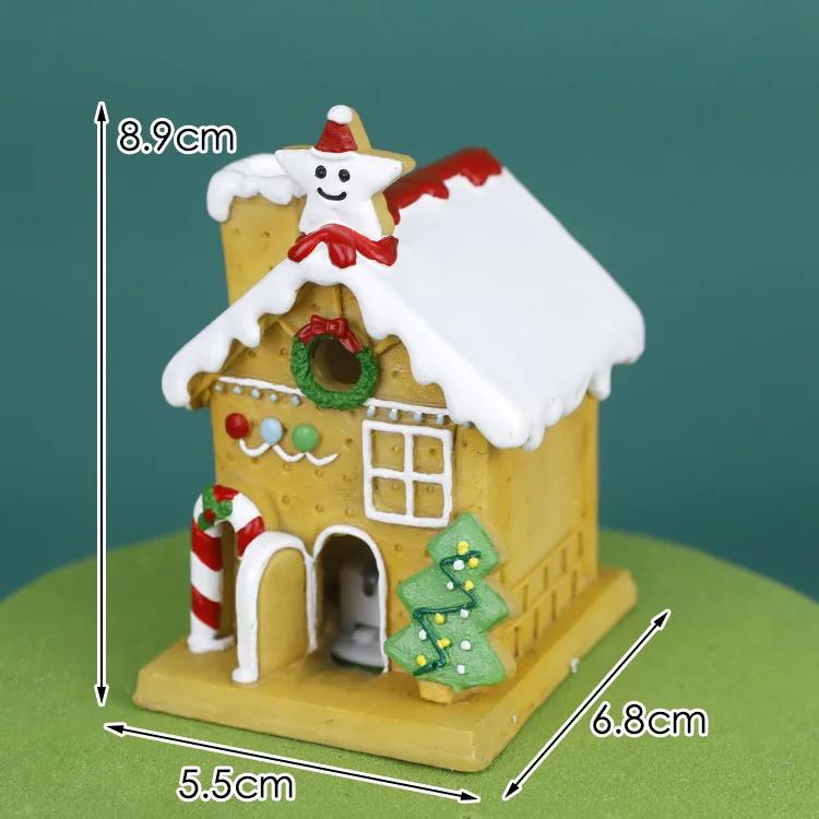 Christmas Cake Toppers Resin Santa Claus Cake Decor Xmas Small House Cupcake Dec Merry Christmas Decor For Home Happy New Year