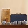 Hand-held Pot Twisted Lotus Portable Blue and White Travel Tea Set Kuaike Ru Kiln One Pot Three Cups Kuaike Cup Outdoor Gift