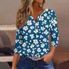 Women's T Shirt Tee Print Button 3/4 Sleeve Daily Weekend Fashion Basic V Neck Regular Top