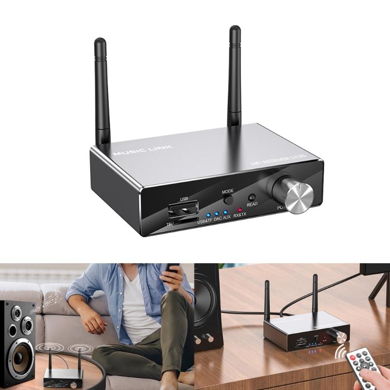 6 in 1 Digital to Analog Converter BT 5.3 Receiver Transmitter Optical Coaxial AUX RCA USB TF DAC Wireless Audio Adapter