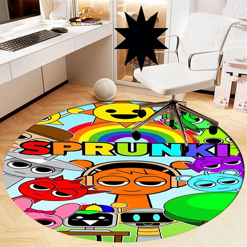 Sprunki Printed Round Rug Carpet Chair Rug Area Rug Entryway Doormats,for Office Chair Living Room Bedroom Kitchen Room.
