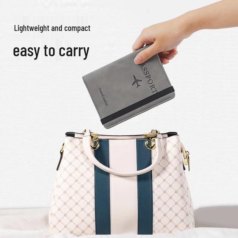 PU Leather RFID Passport Wallet Set with Strap, Card Holders, Ticket Sleeve, and SIM Slot