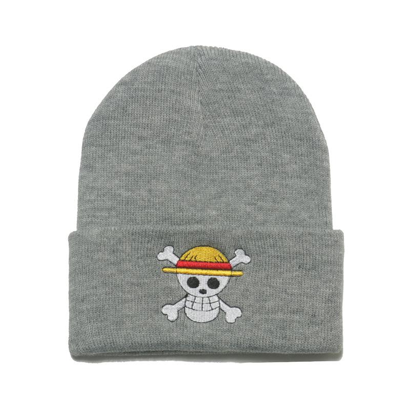 Mütze ONE PIECE japanische Kaltwettermütze Hip-Hop-Skimütze Pullover warme Mütze Cartoon Geisterkopf Strickmütze Animation