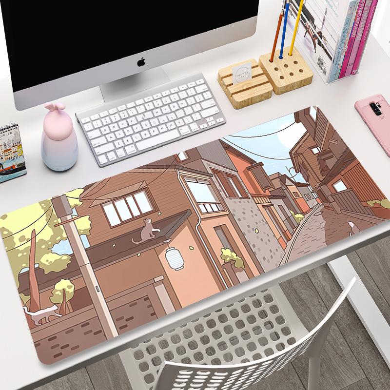 Cute Cat Computer Mouse Pad Gamer Mousepad Purple Art Large x Kawaii Mouse Mat Pads XXL Mause Carpet PC Accessories Desk Mat