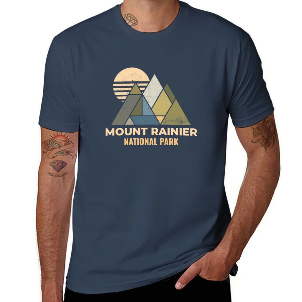 Mount Rainier Washington Distressed Tshirt Soft Stretch Short Sleeve Top