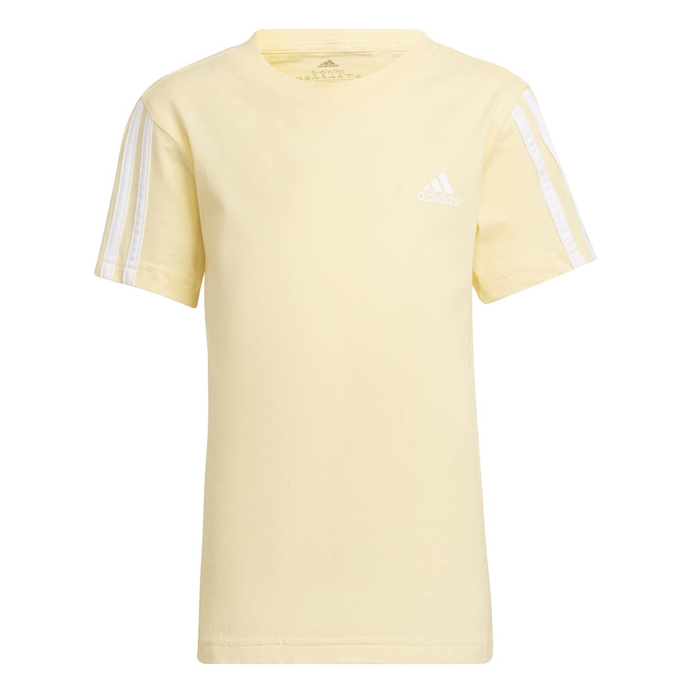 

Adidas Essentials Футболка с коротким рукавом DJ080 Почти 110 Детская с 3 полосками Желтый/Белый (HN8884)