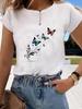 (Asian Size)  trend butterfly flower cute Graphic Tee Fashion T Clothing Women's Top  Print Female Casual  Short Sleeve T-shirts