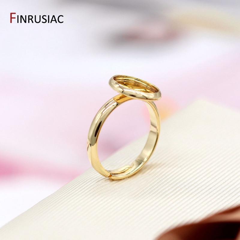 Jewelry Making Supplies 14K Gold Plated 10mm Ring Settings For DIY Women Ring Making Fittings wholesale