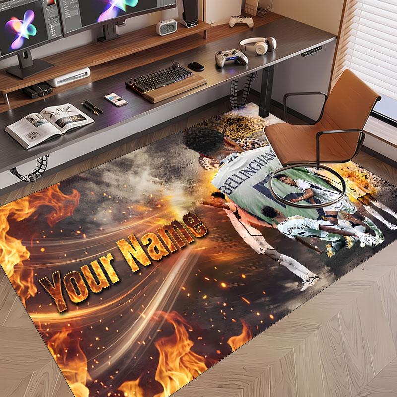 Custom Rug Jude Bellingham Pattern Print Name Text Soft Non‑Slip Floor Carpet for Home Indoor Decoration