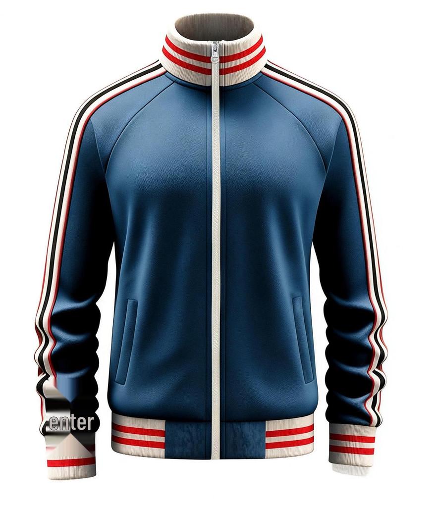 Męska codzienna sportowa kurtka z kołnierzem stojącym i wstążką - Kolekcja Jesień/Zima