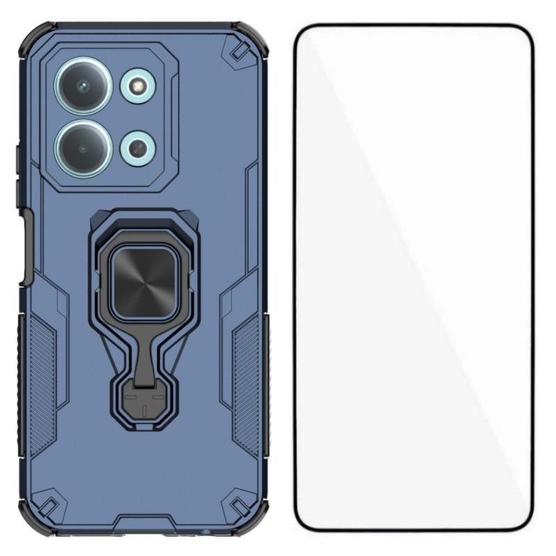 For Xiaomi Redmi 15C 4G (Global) (171mm) Phone Case WANLONFENG PC TPU Back Cover Kickstand with Tempered Glass