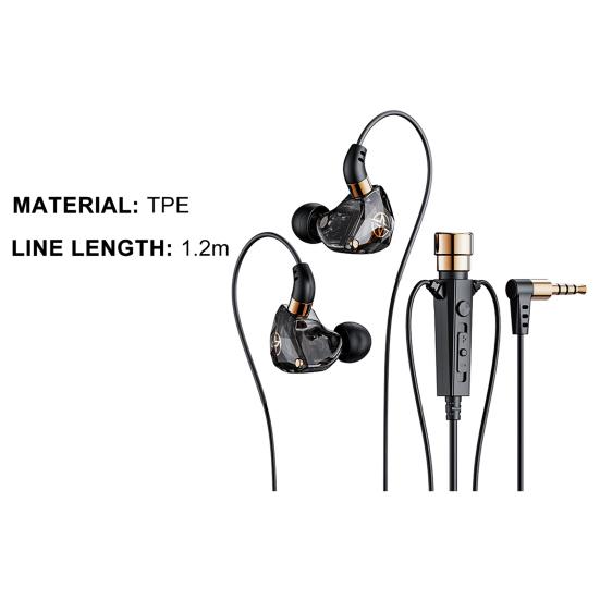 Wired Earphone Universal Noise Reduction 3.5mm L-shaped Plug Dynamic Gaming Headphone with Microphone for Karaoke