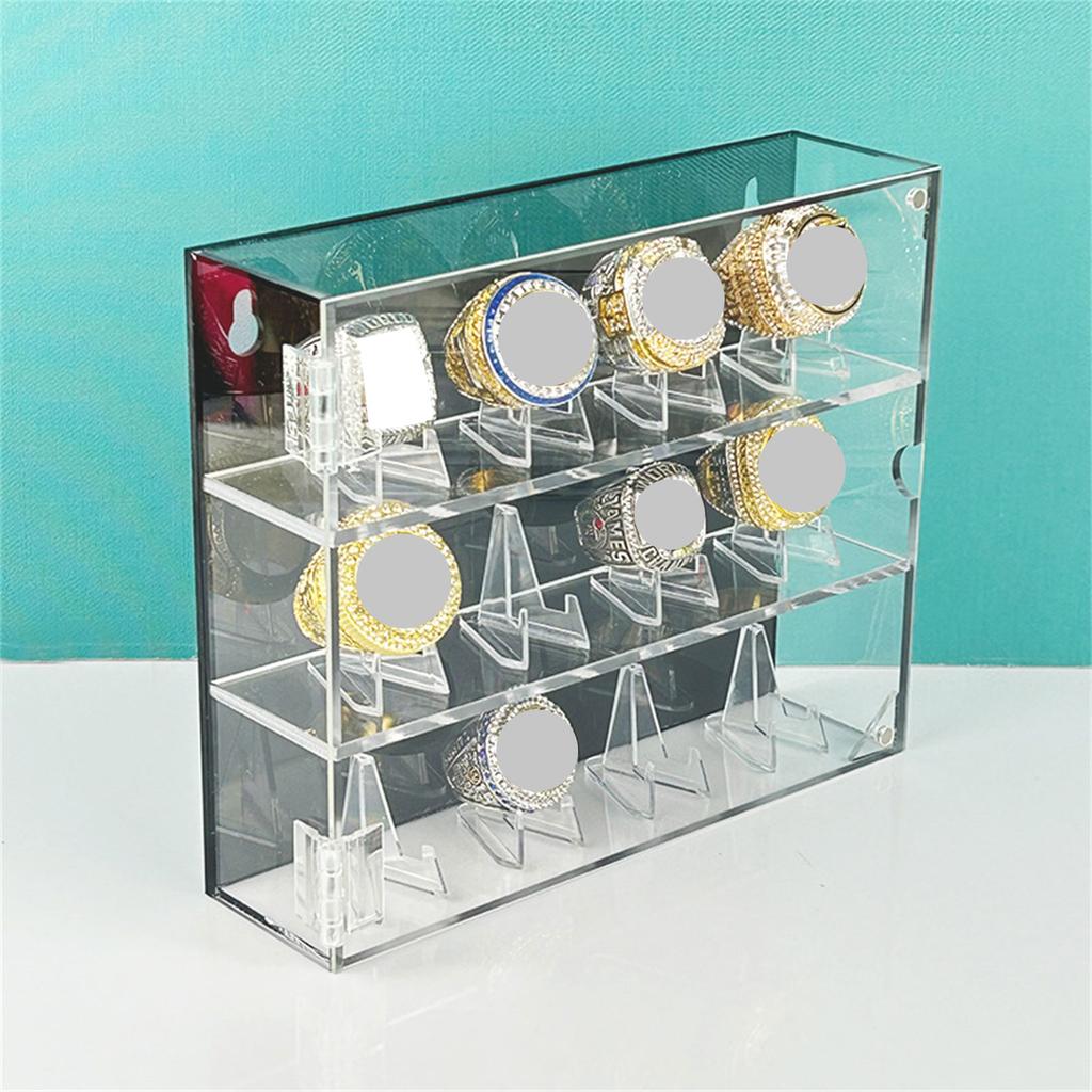 Sturdy Acrylics Championship Rings Display Case Wall Mountable Baseball Rings Holder Large Capacity Sports Organizers