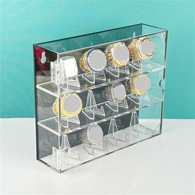 Large Championship Rings Holder Slots Acrylics Display Case Protective Wall Mounted Storage Rack for Baseball Rings