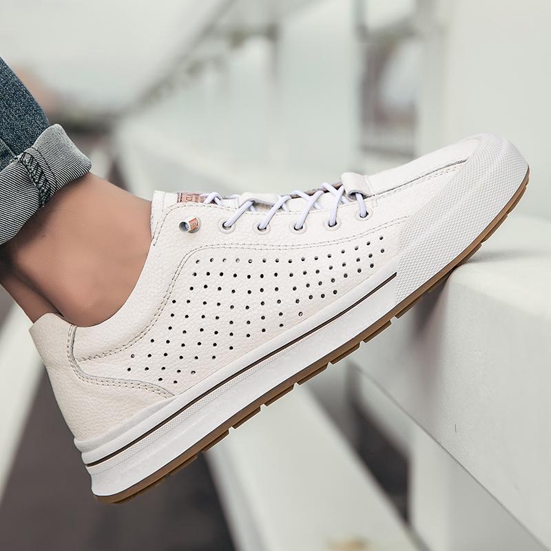 Genuine Leather Mens Breathable Casual Shoes 2025 New Arrival for Men Lace-Up Sneakers High Quality School Skate Shoes Men Shoes