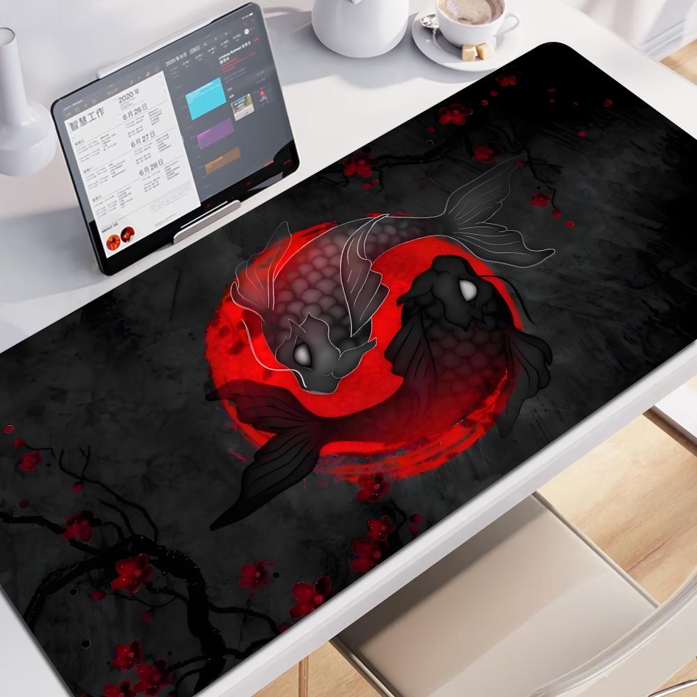 Large Tai Chi Fish Mousepad Gamer XXL Gaming Mouse Pad Rubber Waterproof Big Laptop Notebook Desk Mat Game Neutral Mouse Mat