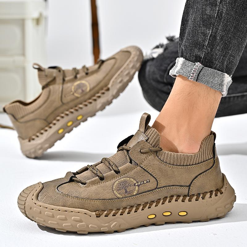 Handmade Mens Casual Shoes Breathable Mens Hiking Non Slip Mens Sneakers Rubber Flats Shoes Comfortable Outdoor Walking Shoes