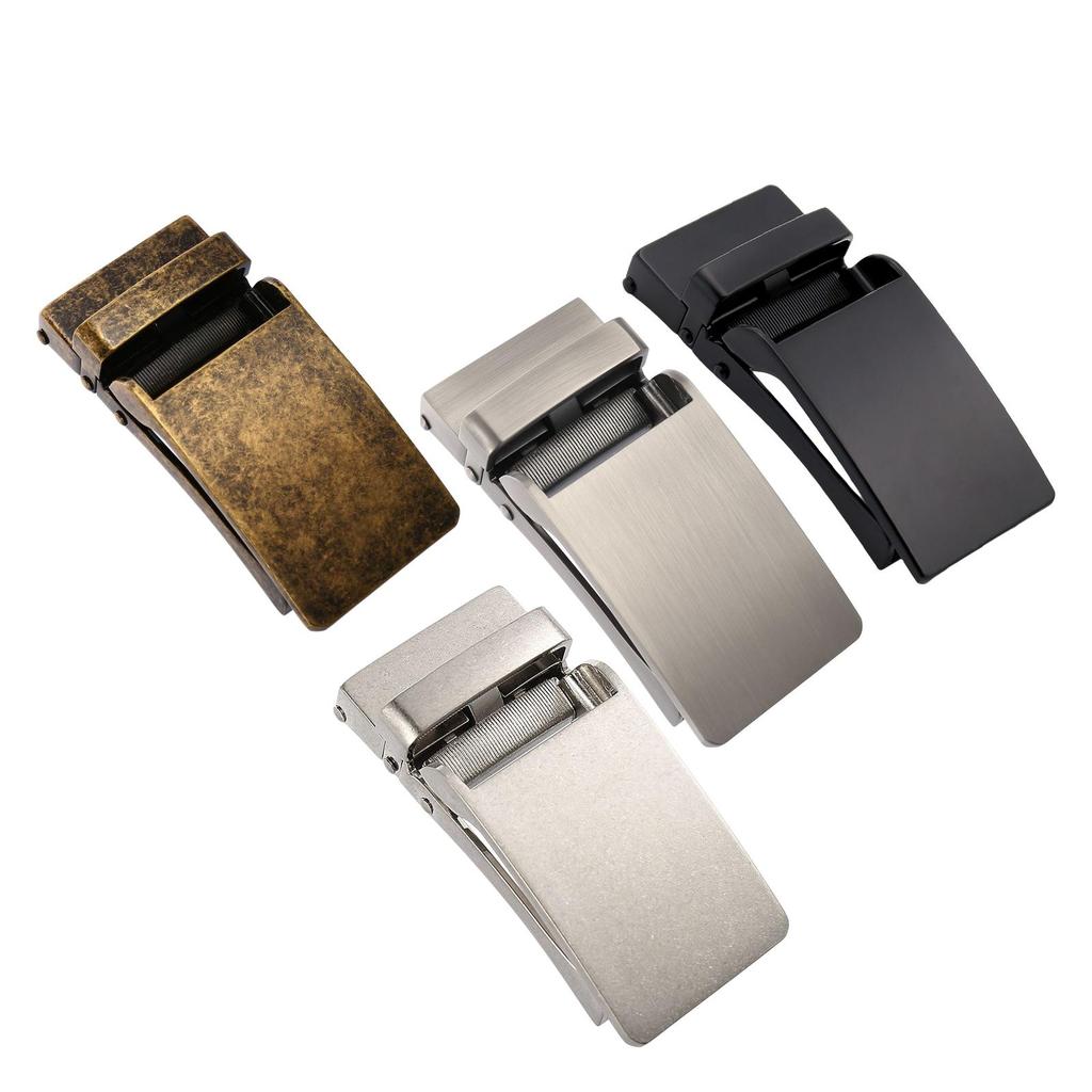 Rectangular Automatic Ratchet Buckle for Leather Straps, Men's Trouser Belt