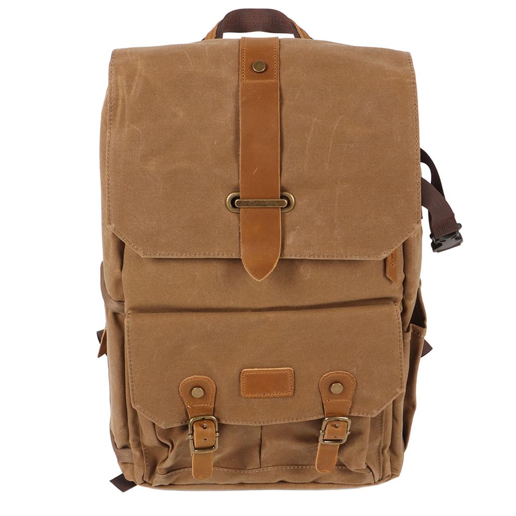 Camera Backpack Khaki Canvas and Oxford High Capacity Adjustable Waterproof Photography Backpack